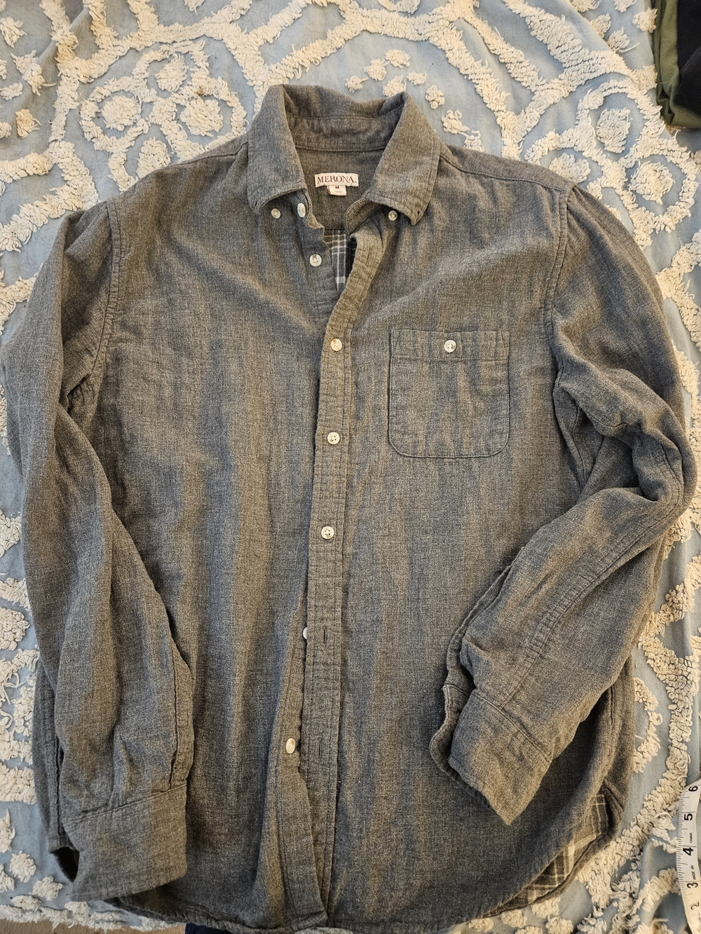 Merona Men's Gray Button-Cuff Long Sleeve Shirt Medium